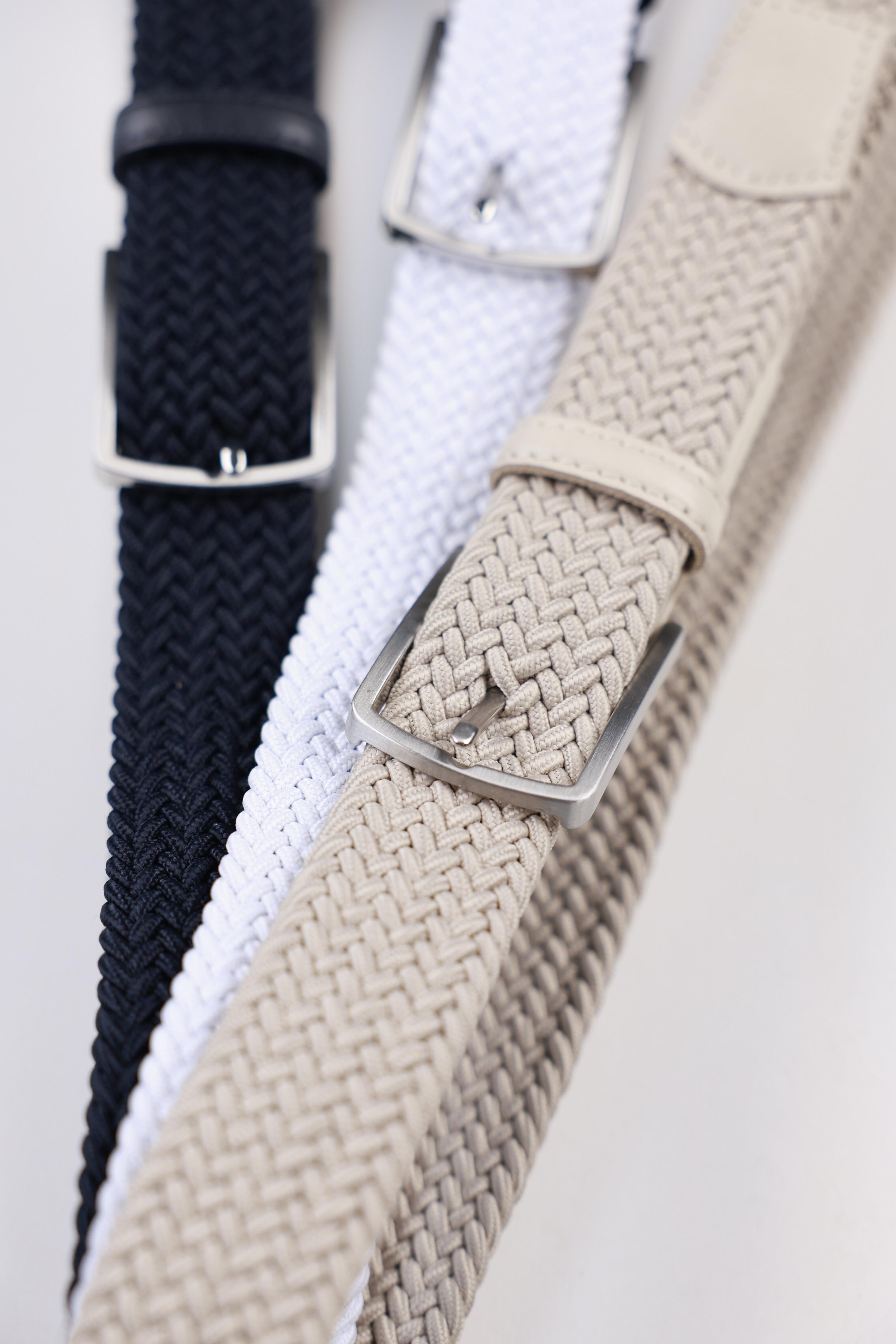 Bela - Flechtgürtel - Weiß, Kitt, Marine