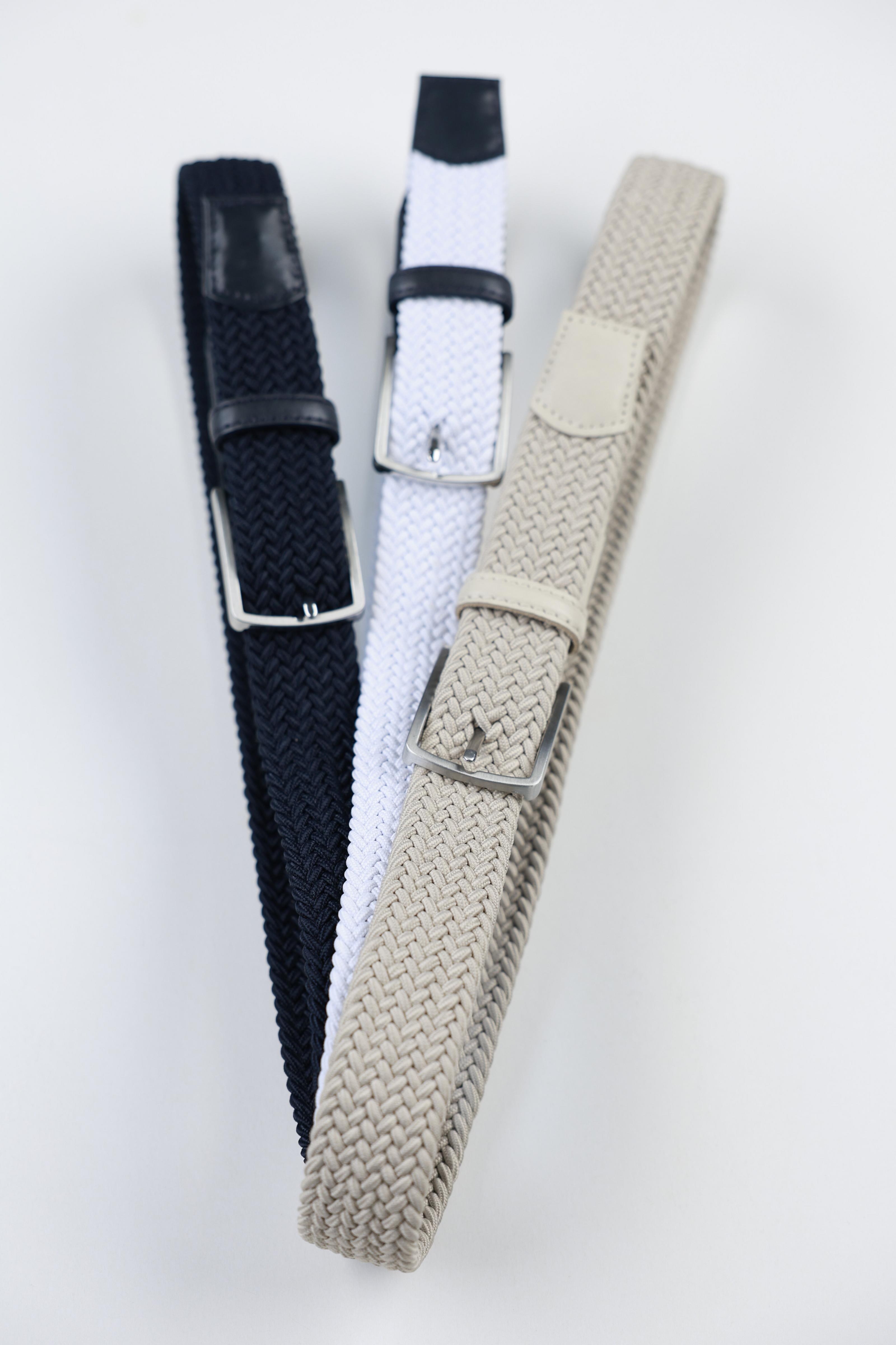 Bela - Flechtgürtel - Weiß, Kitt, Marine