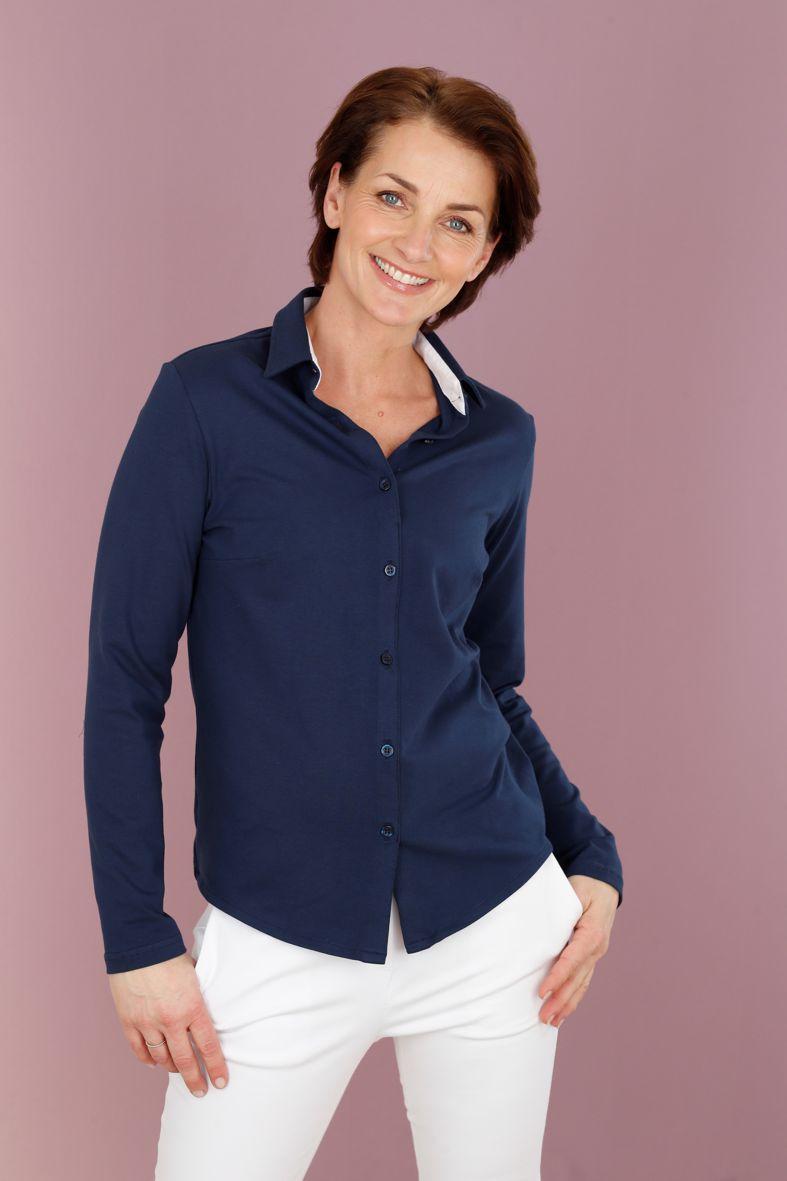 Aditi - Marine - Langarm-Hemdbluse