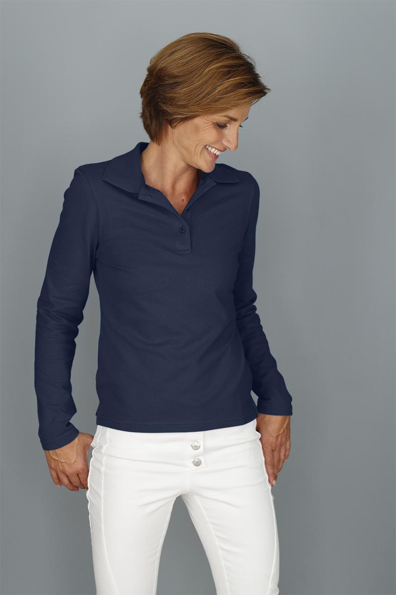 Flora - Marine - Damen-Poloshirt mit langen Ärmeln