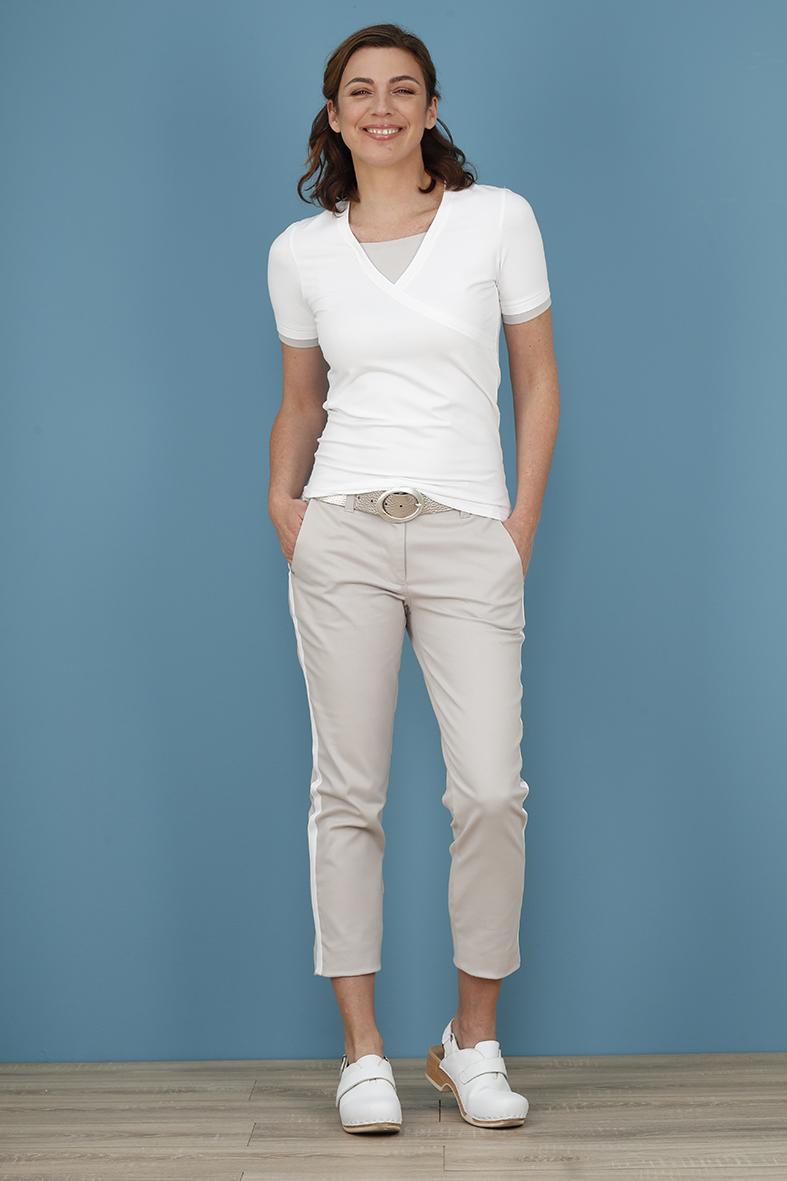 Kora - Weiss - Kurzarm-Shirt in Wickeloptik