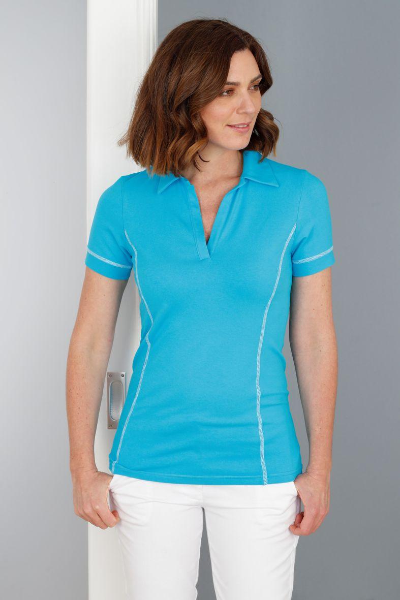 Niobe - Türkis - Poloshirt ohne Knöpfe