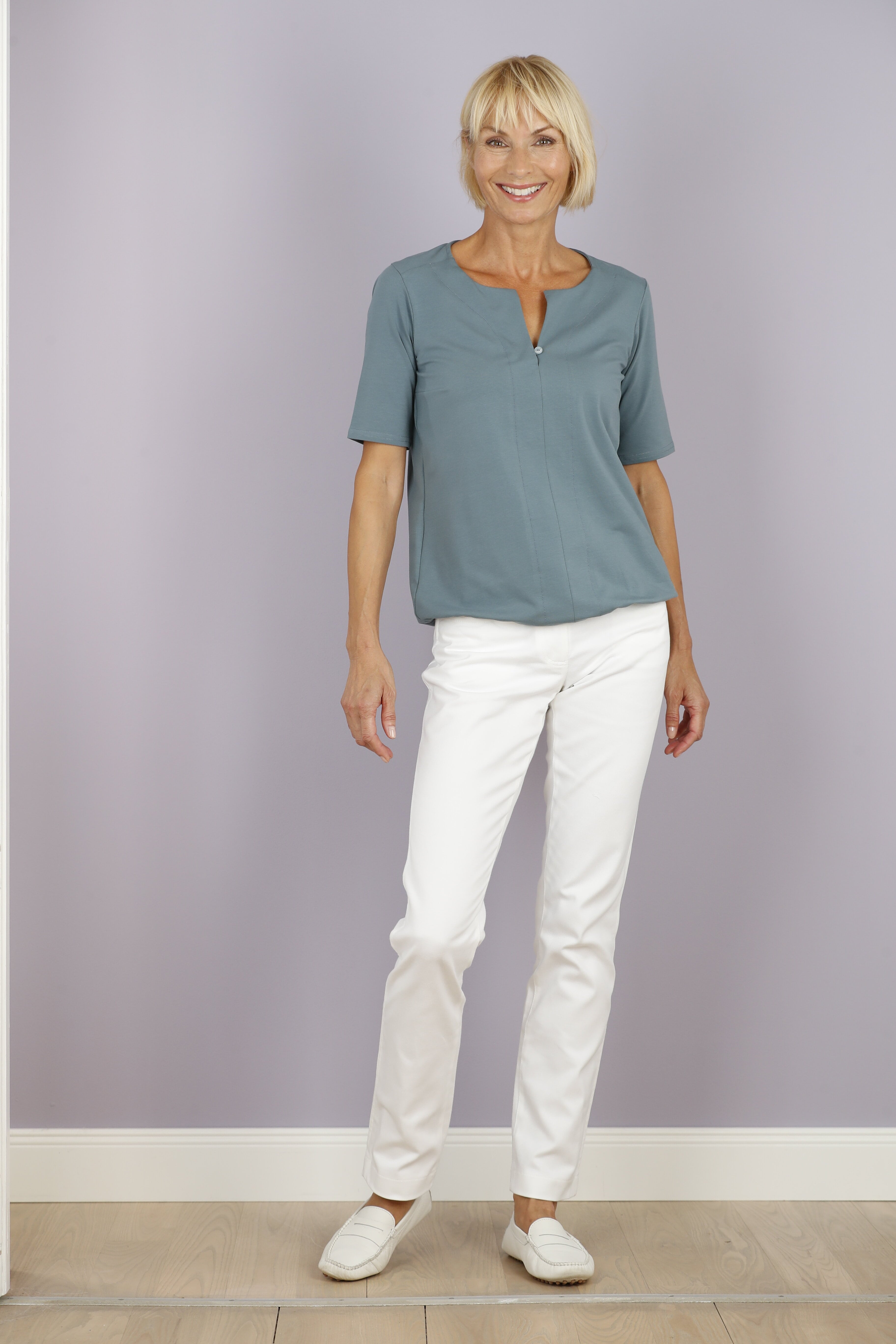 Aniko - Taubenblau - Blusenshirt