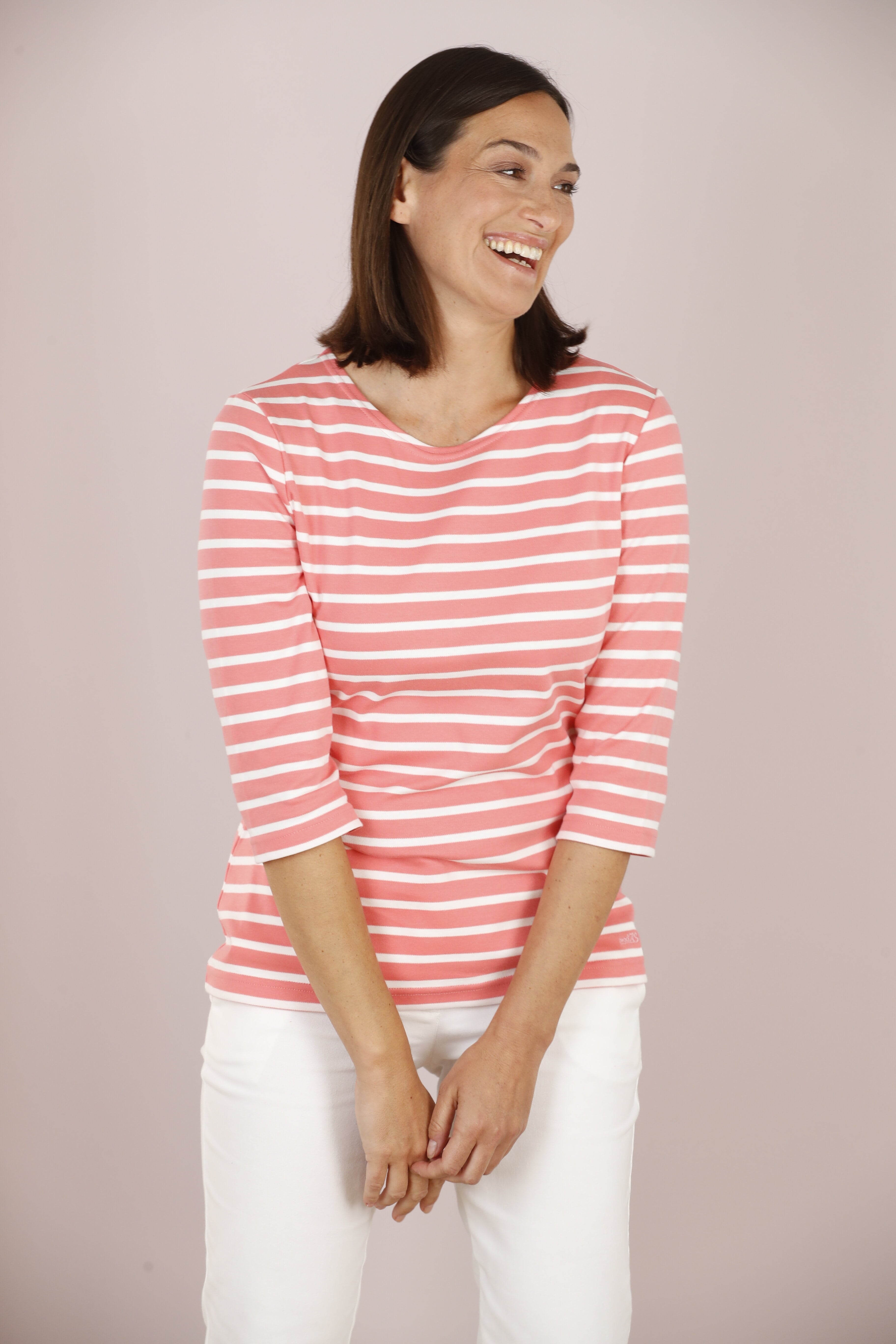 Zsofia - Apricot Weiss - Ringelshirt