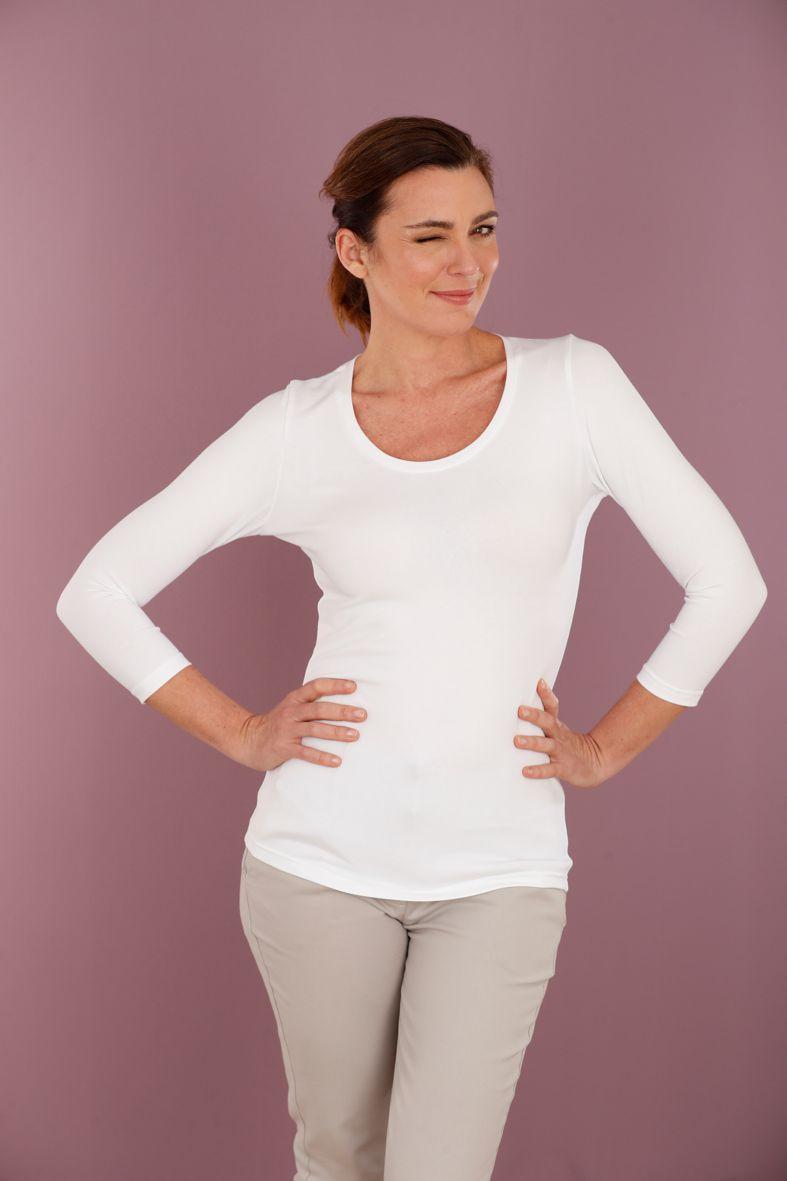 Oya - Weiss - Damenshirt mit 3/4-Ärmel